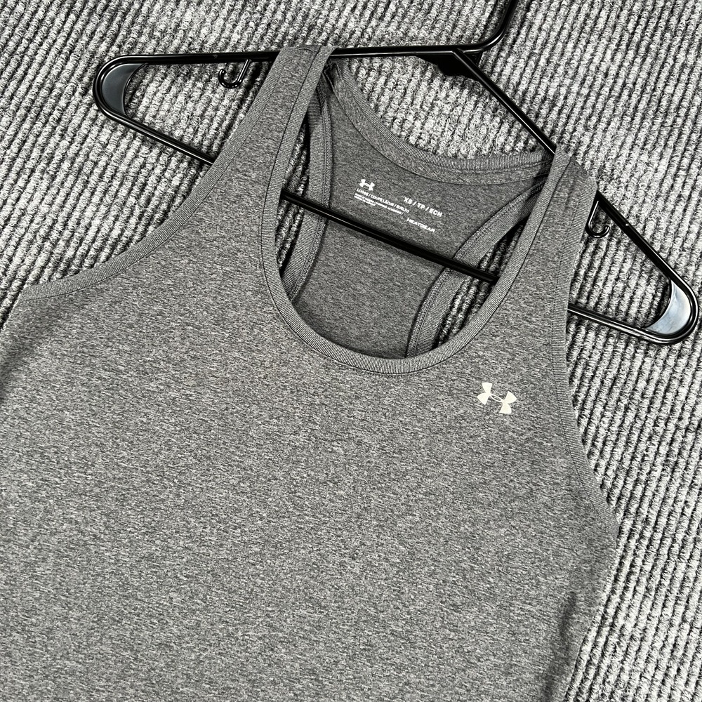 Under Armour Tank Top Womens XS Extra Small Gray Sleeveless Loose Fit Heat Gear